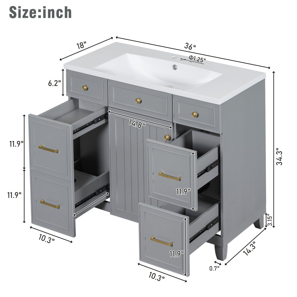 Middleton Bathroom Vanity, Grey