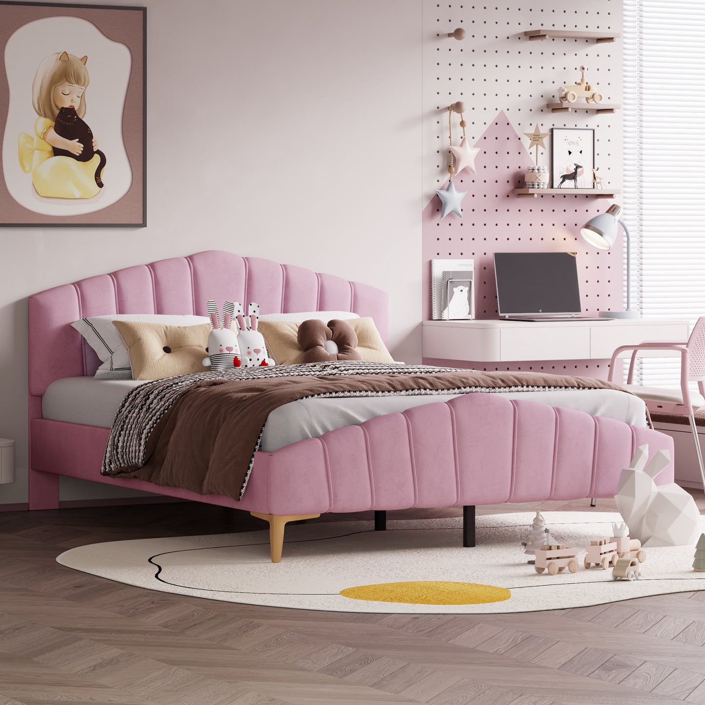 Cortes Bed, Queen (Pink)