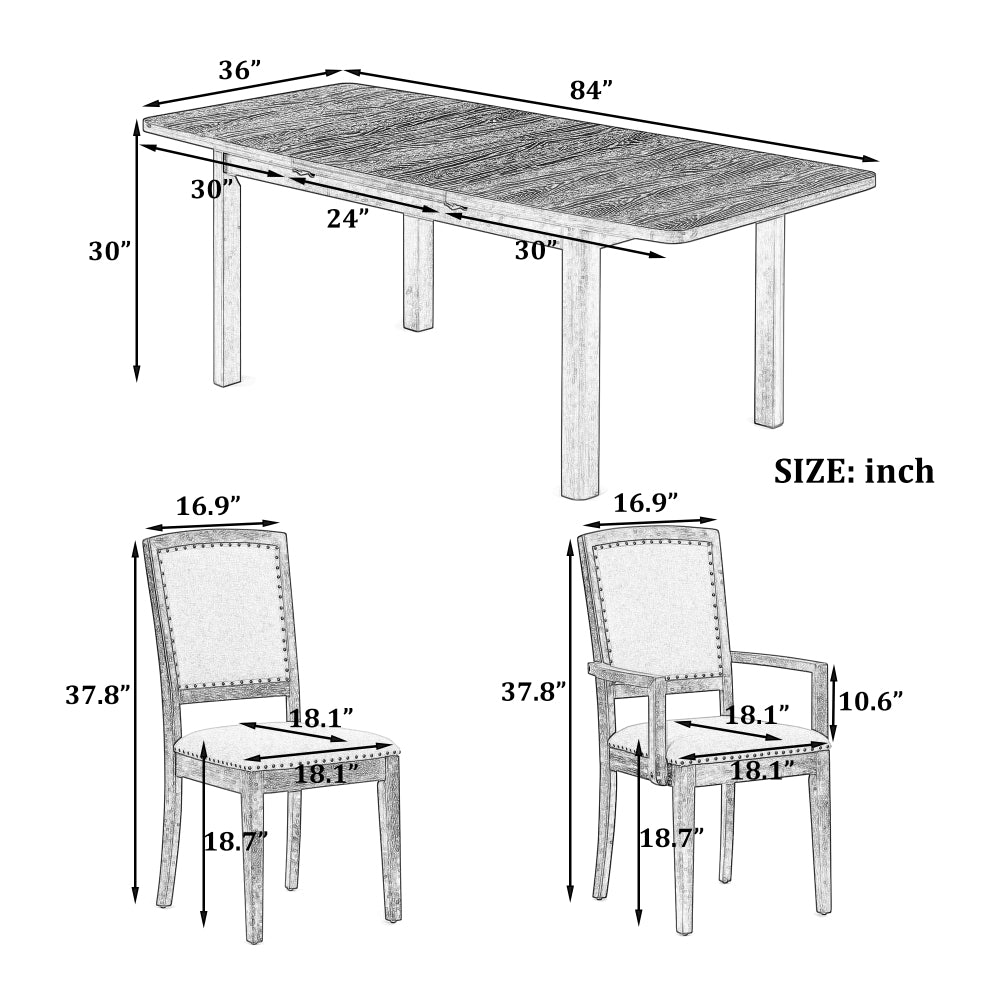 Dunlap Dining Set, Set of 9 (Natural)