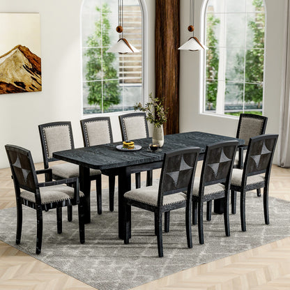 Dunlap Dining Set, Set of 9 (Black)