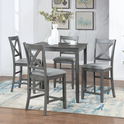 Roach Dining Set, Set of 5 (Grey)