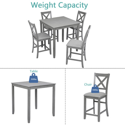 Roach Dining Set, Set of 5 (Grey)