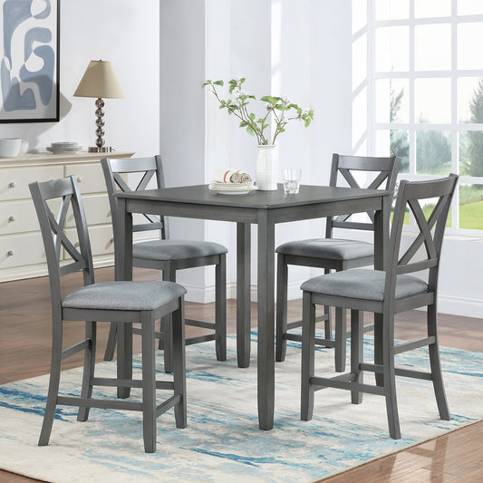 Roach Dining Set, Set of 5 (Grey)