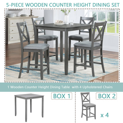 Roach Dining Set, Set of 5 (Grey)