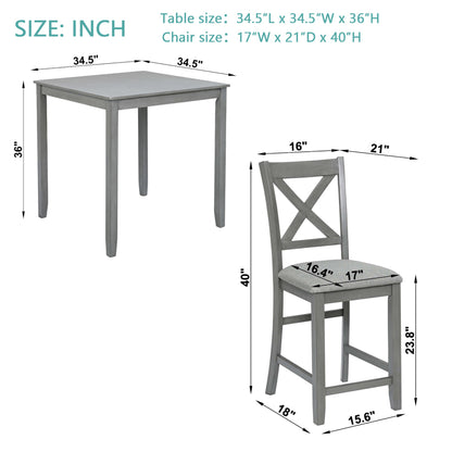 Roach Dining Set, Set of 5 (Grey)
