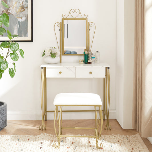 Silas Vanity Desk, Gold