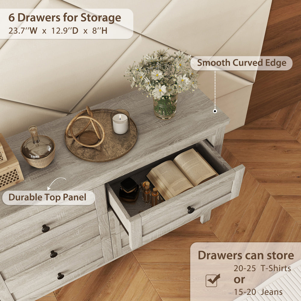 Santos Dresser, 6 Drawer (Grey)