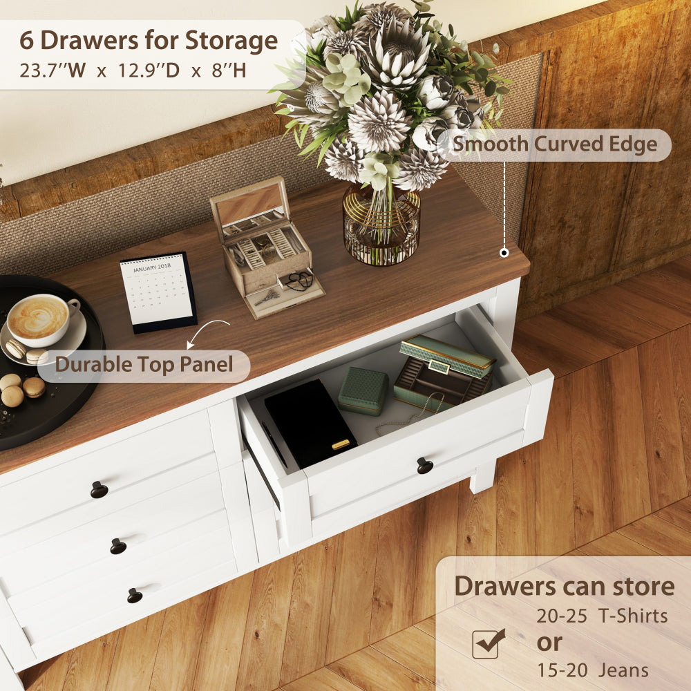 Santos Dresser, 6 Drawer (White)