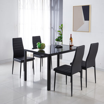 Eden Dining Set, Set of 5 (Black)