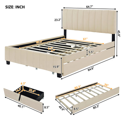 Spencer Bed, Queen (Beige)