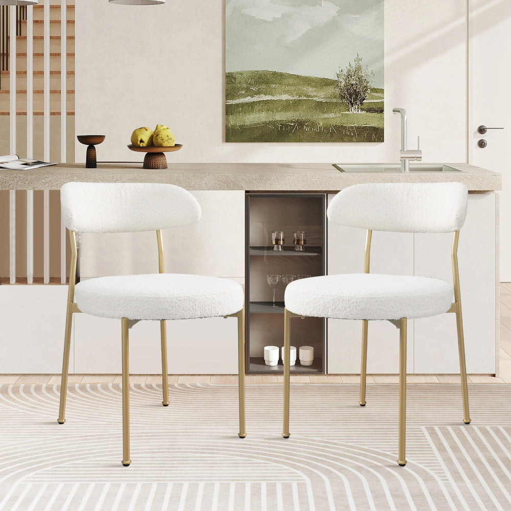 Amari Dining Chair, Set of 2 (White+Gold)