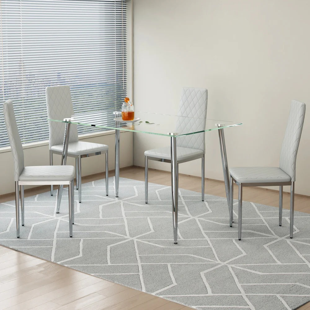 Gordon Dining Set, Set of 5 (Light Gray)