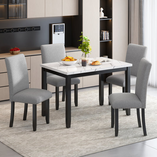 Alanna Dining Set, Set of 5 (Grey)