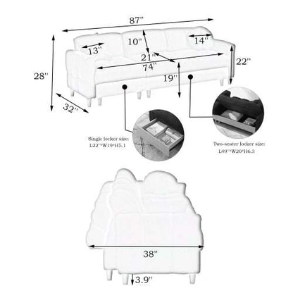 Cassidy Sofa Bed with Storage (White)