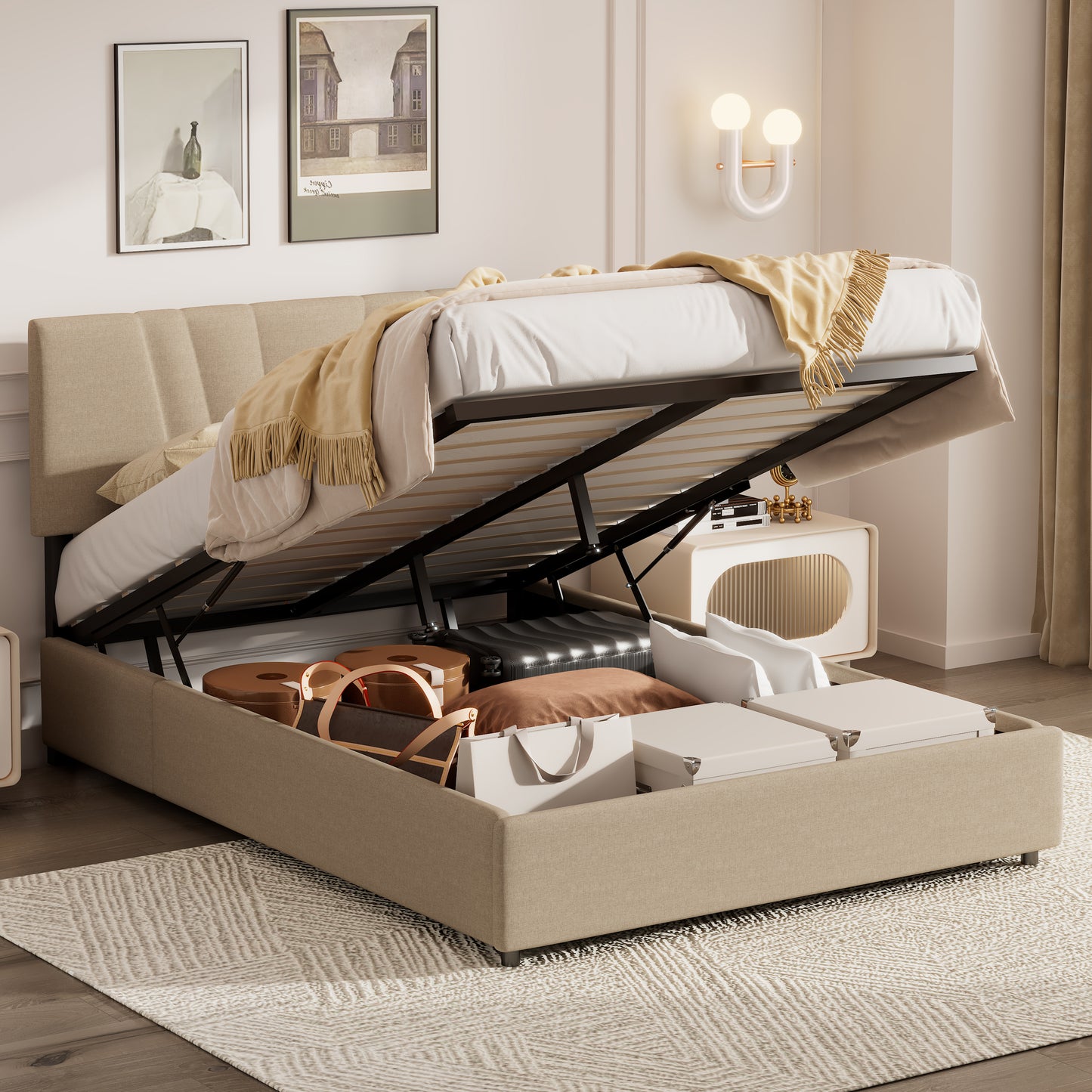 Cassandra Bed, Full (Beige)