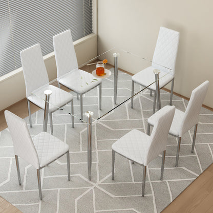 Gordon Dining Set, Set of 7 (White)