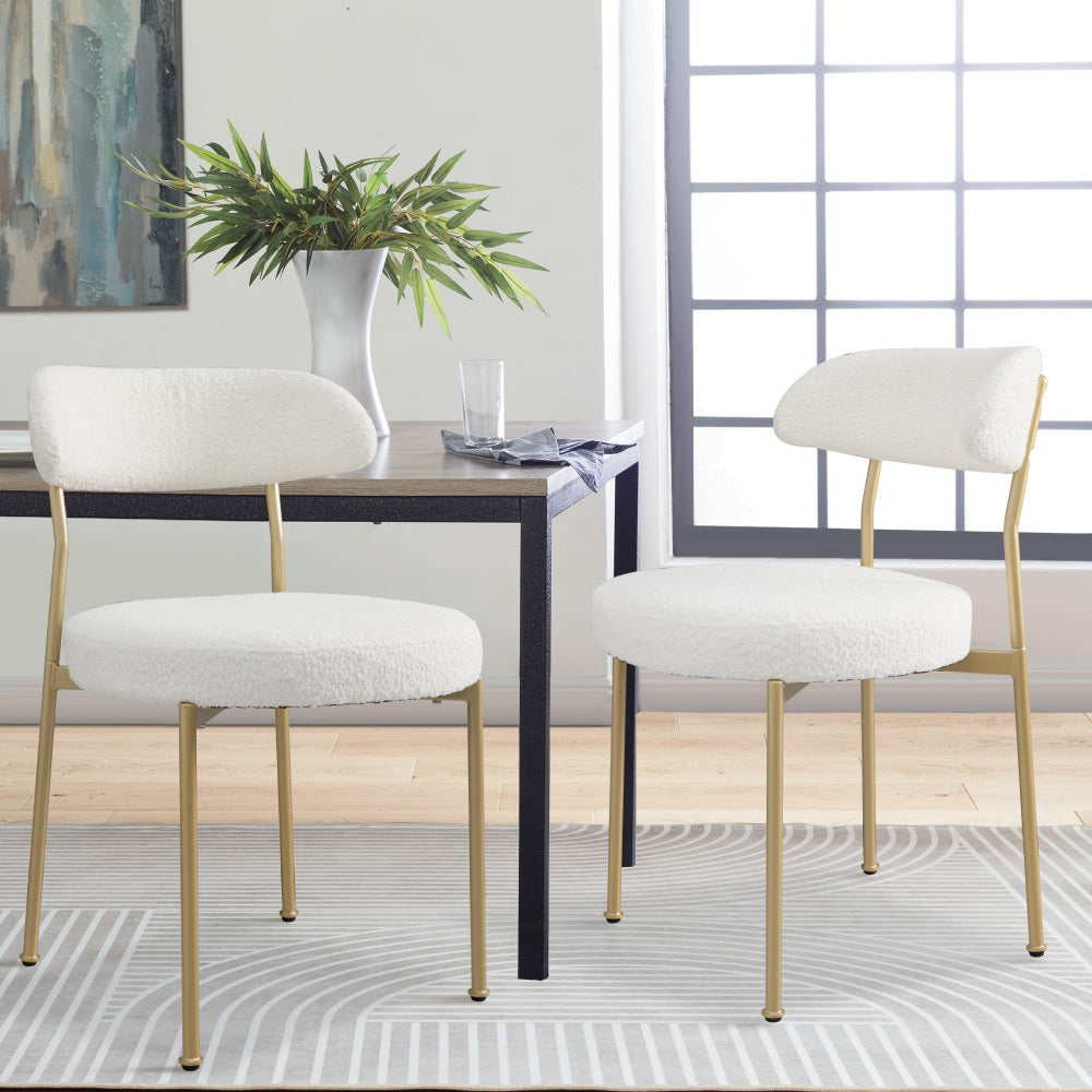 Amari Dining Chair, Set of 2 (White+Gold)