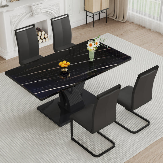 Harvey Dining Set, Set of 5 (Black)