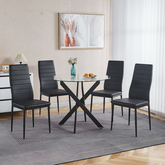 Eden Dining Set, Set of 5 (Black)