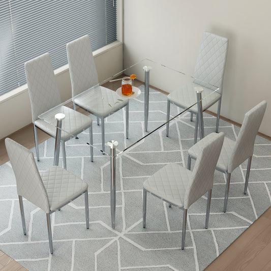 Gordon Dining Set, Set of 7 (Light Gray)