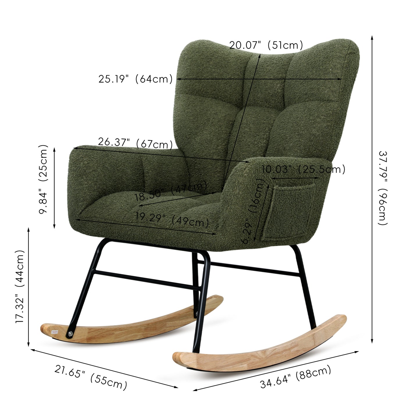 Madden Rocking Chair (Olive Green)