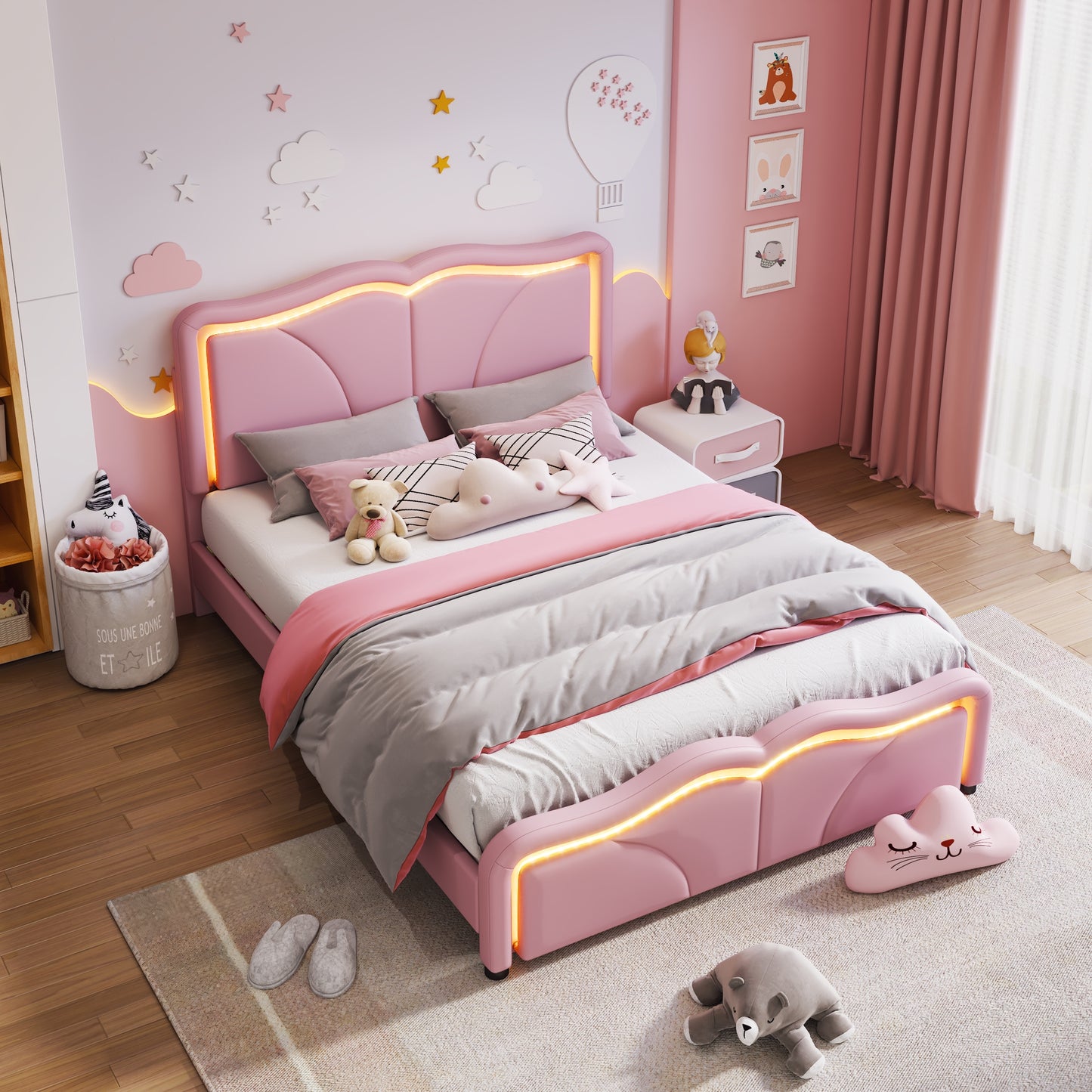 Rory Bed, Full (Pink)