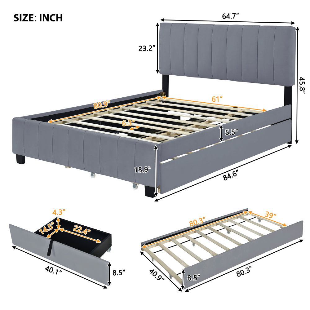 Spencer Bed, Queen (Grey)