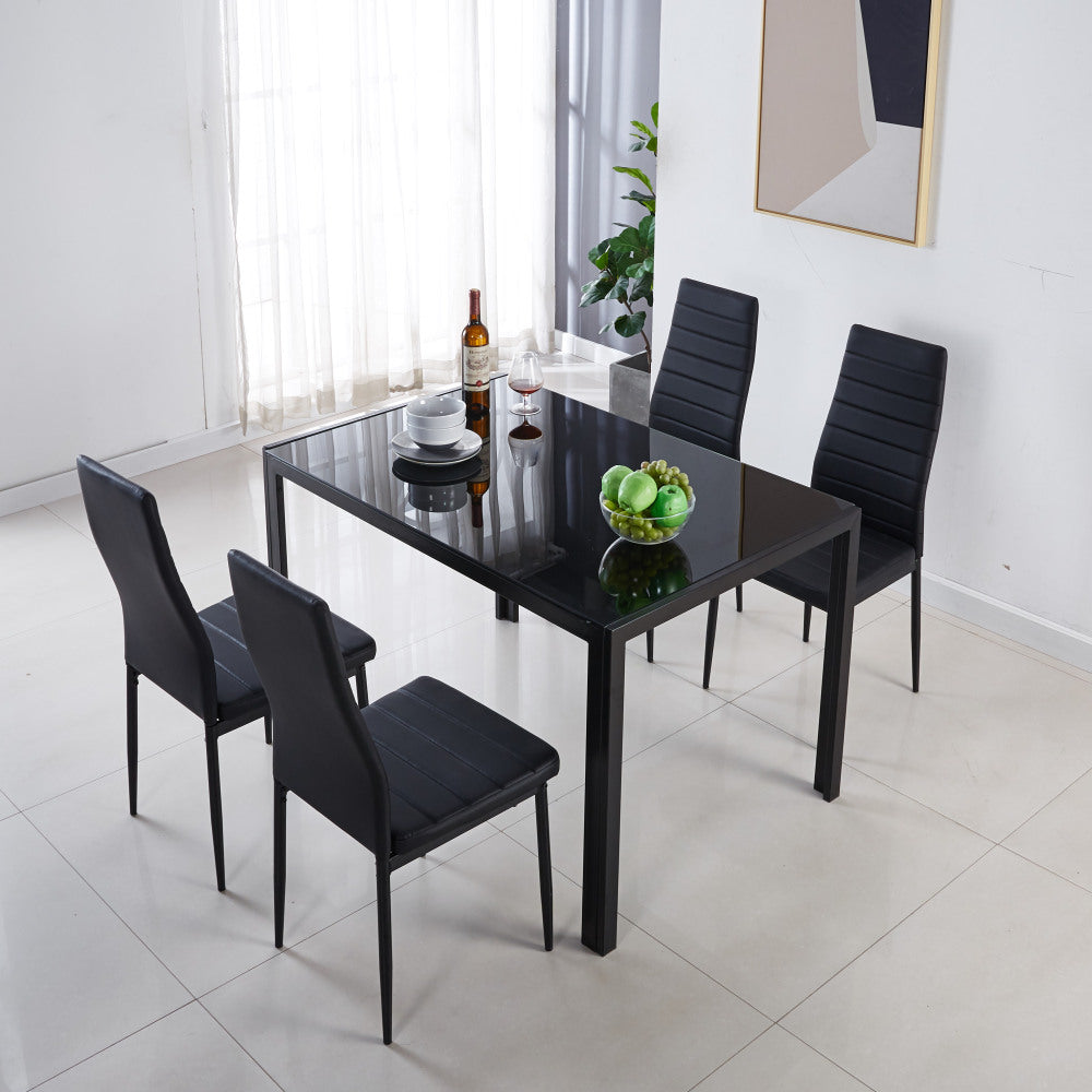 Eden Dining Set, Set of 5 (Black)