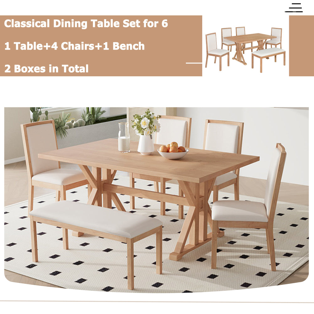 Valencia Dining Set, Set of 6 (Natural)