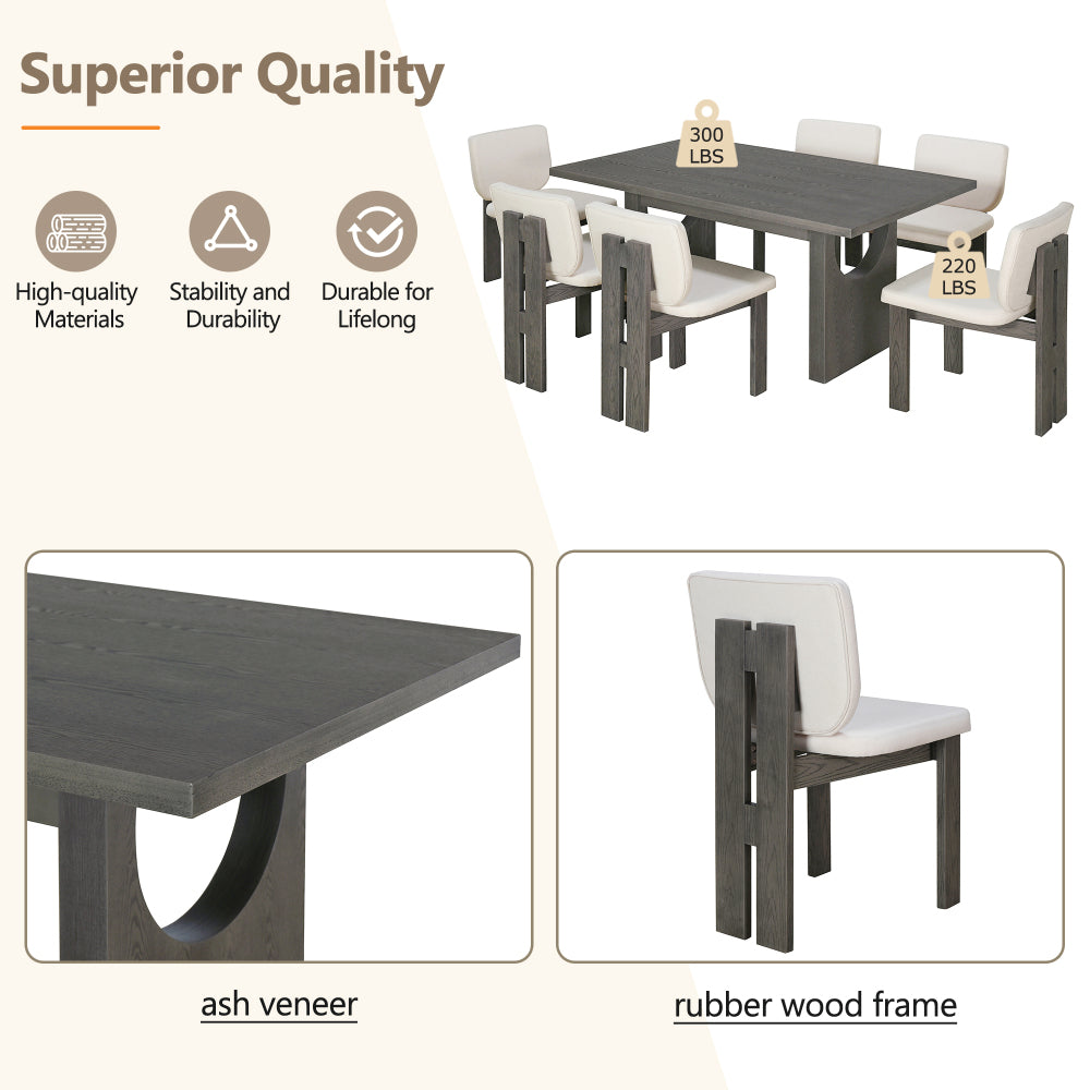 Pineda Dining Set, Set of 7 (Grey)
