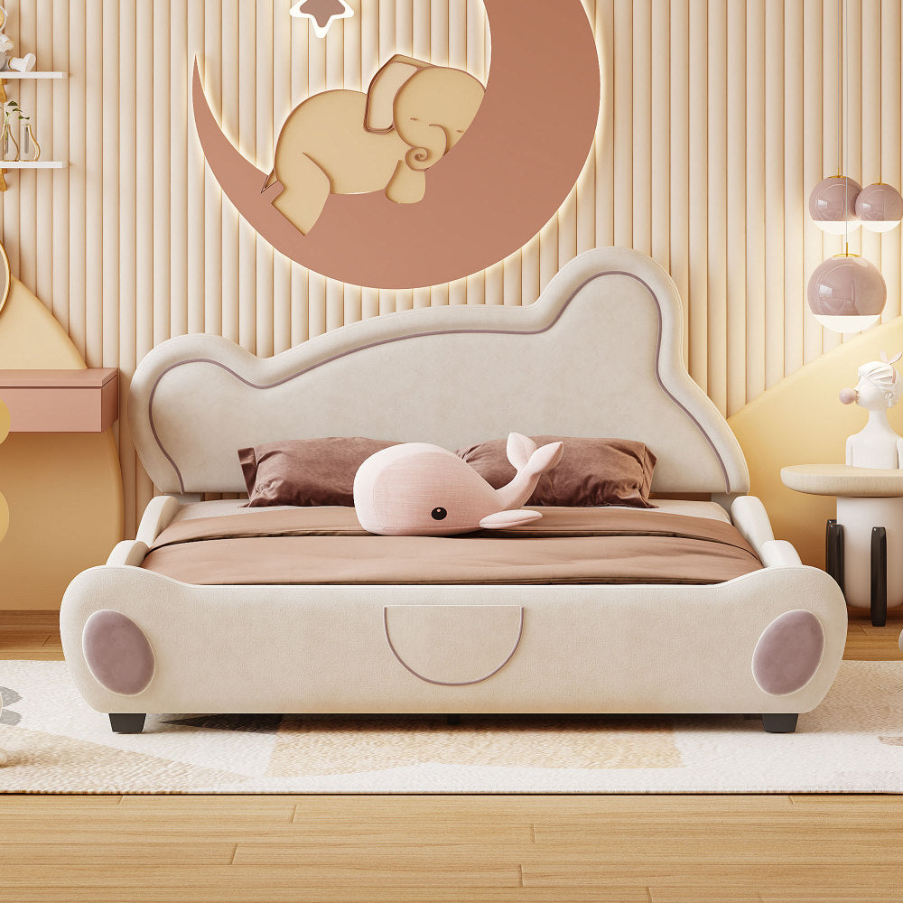 Lester Kids Bed, Queen (Beige)