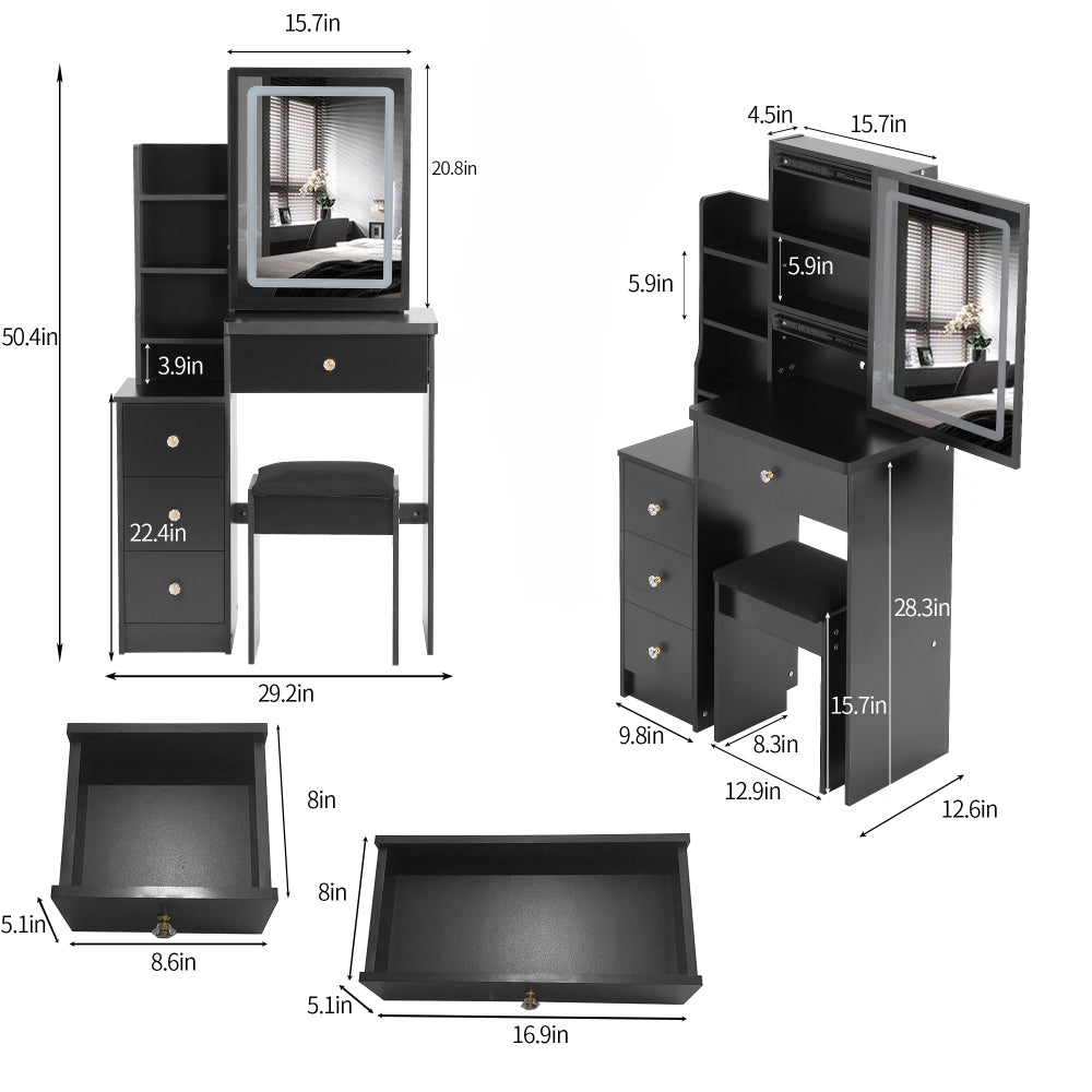 Davian Vanity Desk, Black