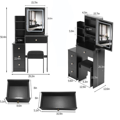 Davian Vanity Desk, Black