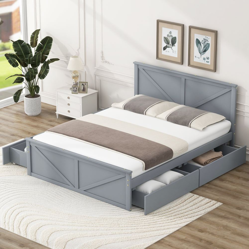 Castro Bed Frame, Queen (Gray)