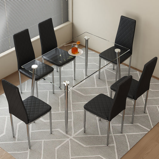 Gordon Dining Set, Set of 7 (Black)