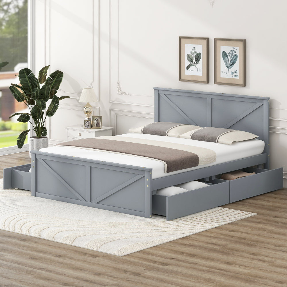 Castro Bed Frame, Queen (Gray)