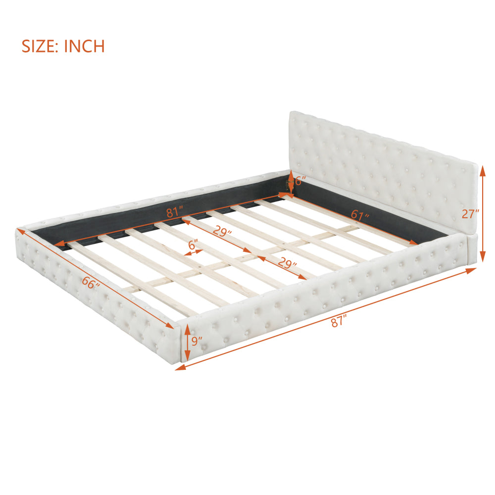 Sawyer Bed Frame, Queen (Beige)