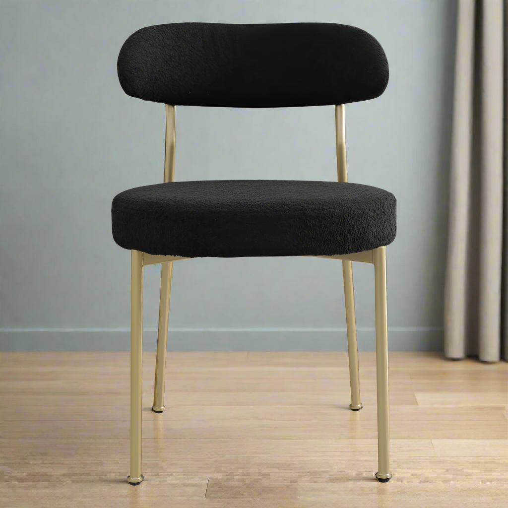 Amari Dining Chair, Set of 2 (Black+Gold)