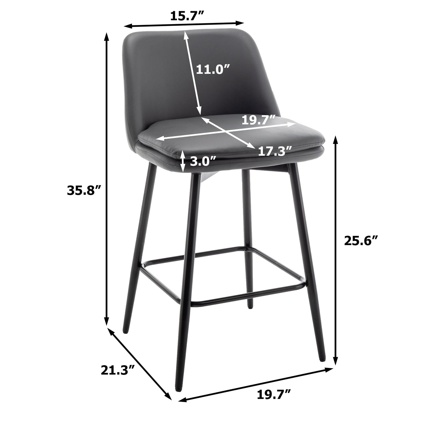 Yareli Bar Stool, Set of 2 (Gray)