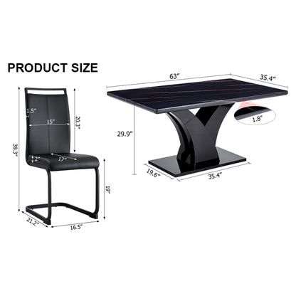 Harvey Dining Set, Set of 7 (Black)