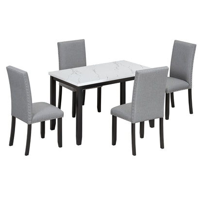 Alanna Dining Set, Set of 5 (Grey)