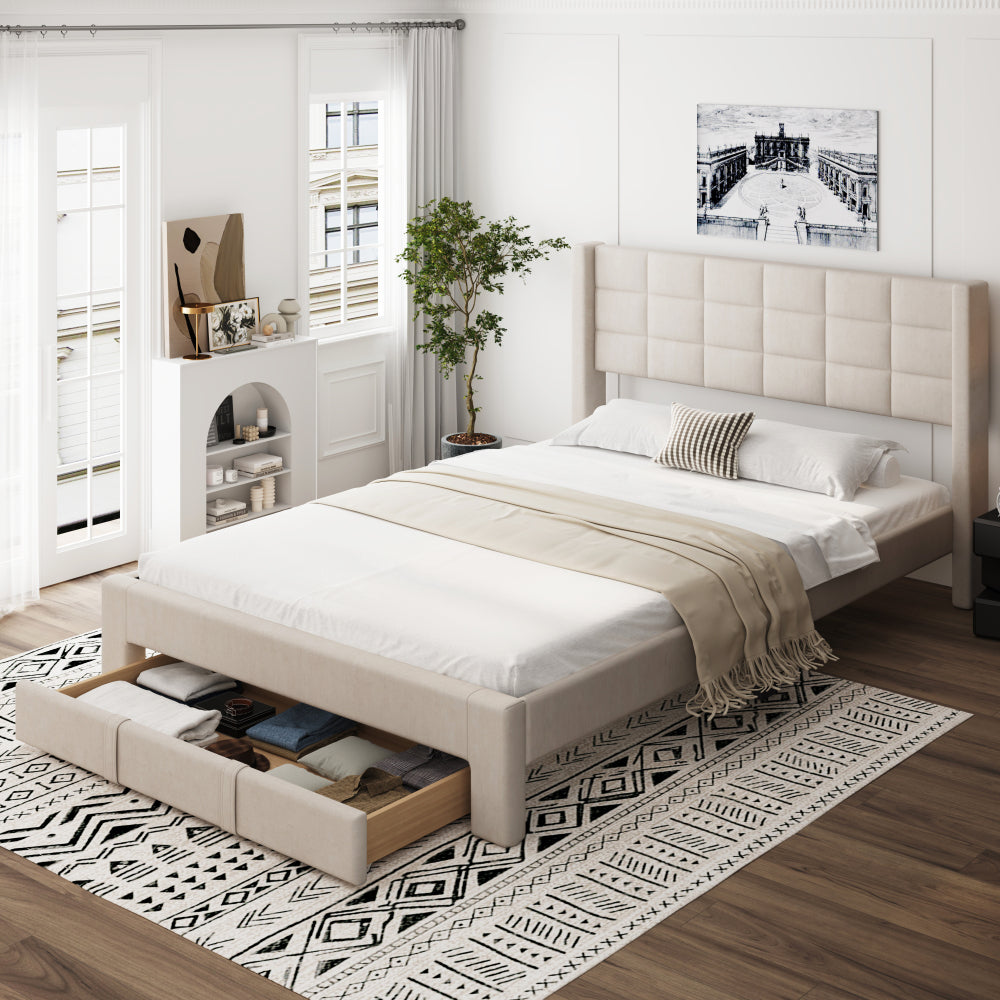 Guillermo Bed Frame, Queen (Biege)