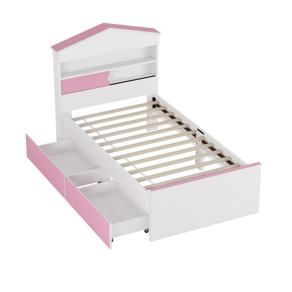 Cabrera Kids Bed, Twin (Pink)