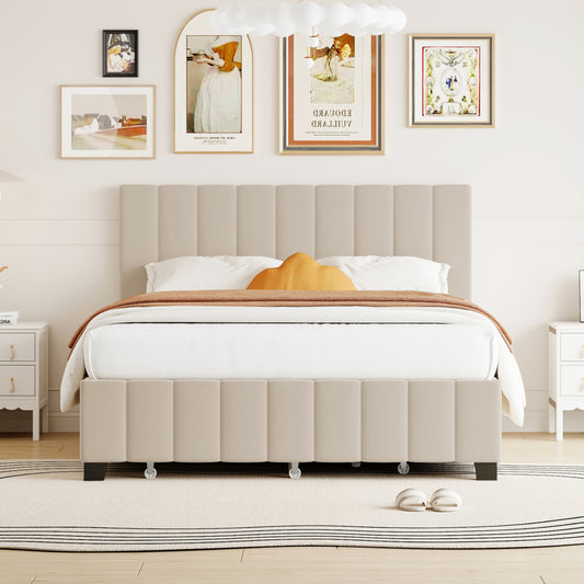 Spencer Bed, Queen (Beige)