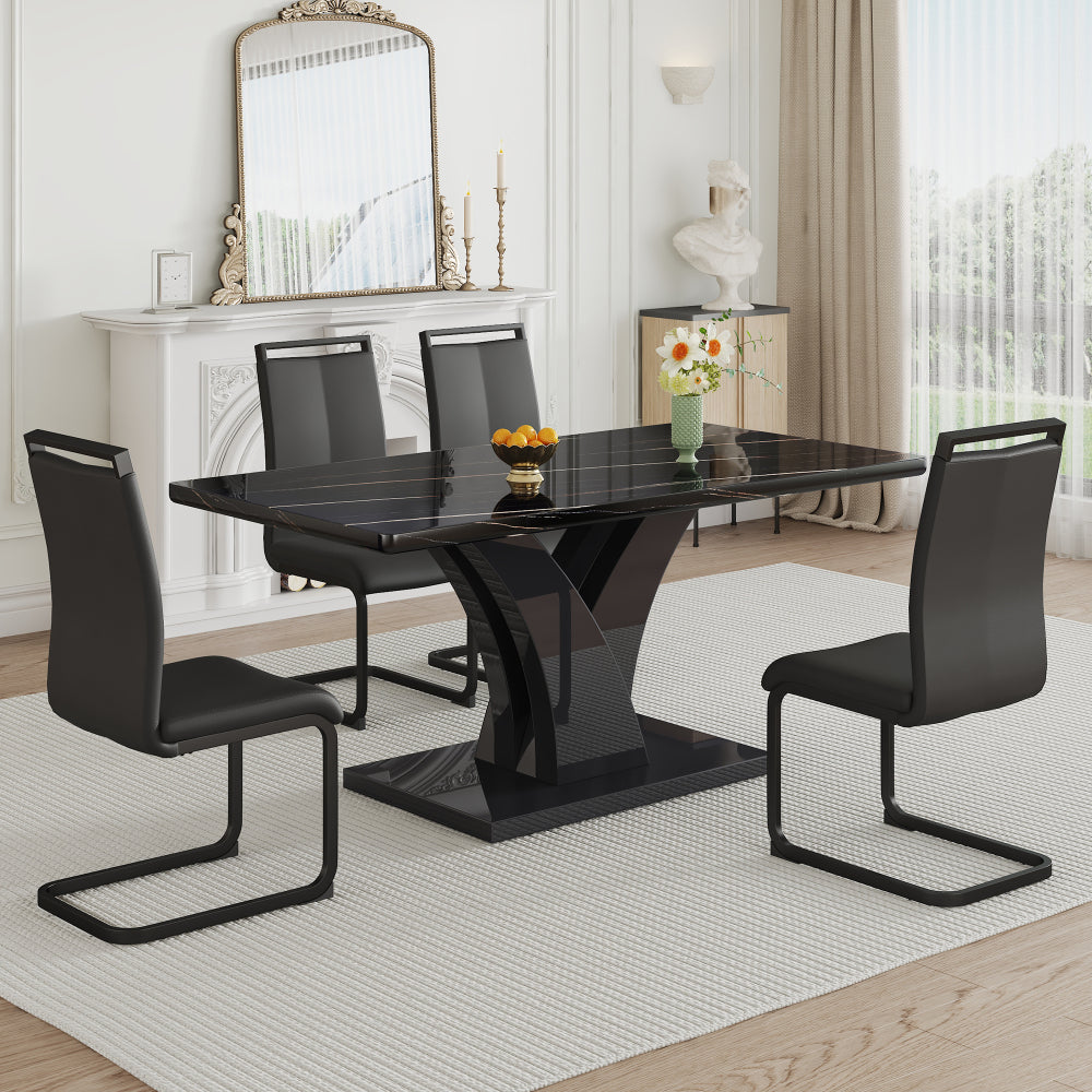 Harvey Dining Set, Set of 5 (Black)
